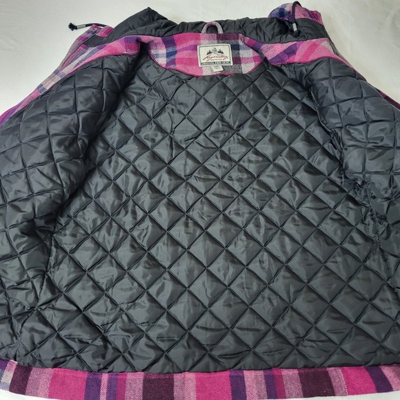 Legendary Whitetails Plaid Duffle Toggle Coat 1X/2X Pink Plaid Wool Blend Hooded - Picture 3 of 14
